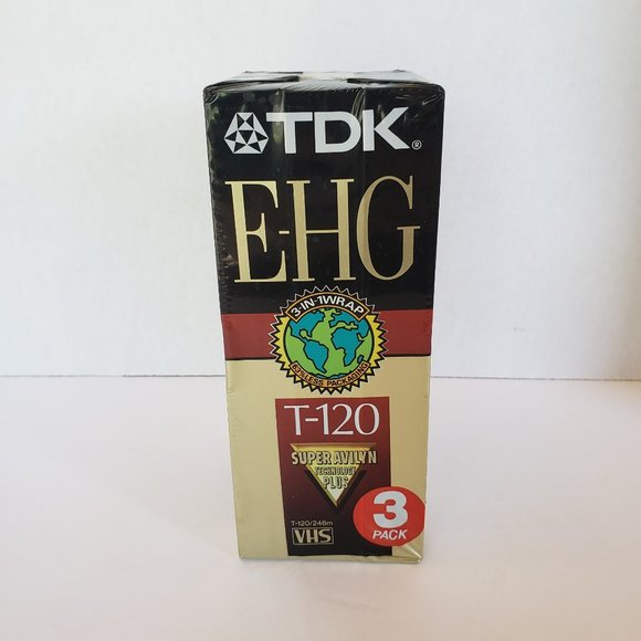 TDK EHG Extra High Grade 3 Pack VHS Tape T-120 Sealed New Blank - Picture 2 of 5
